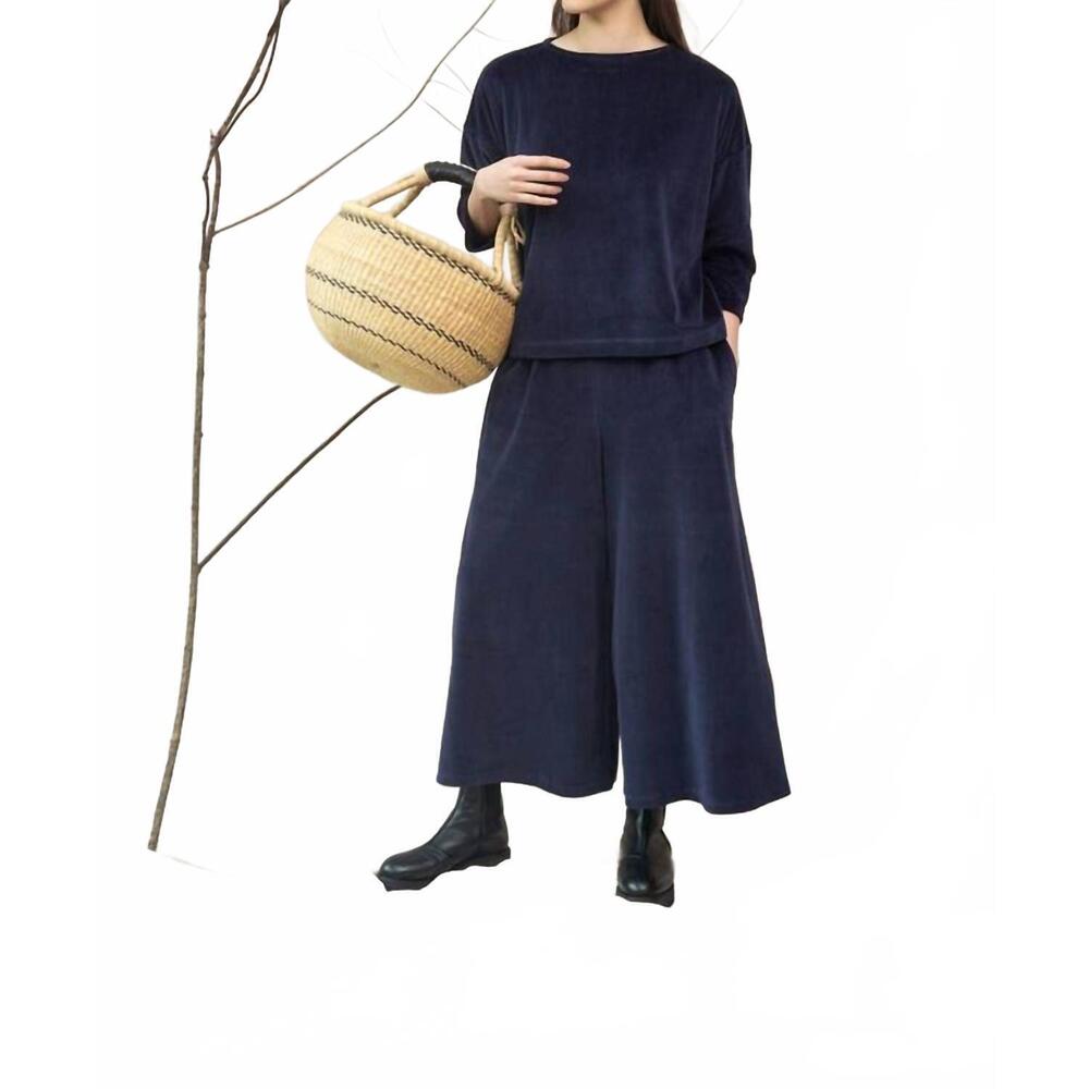 NEW BEAUMONT ORGANIC odette organic cotton felpe trouser pant in night sky navy